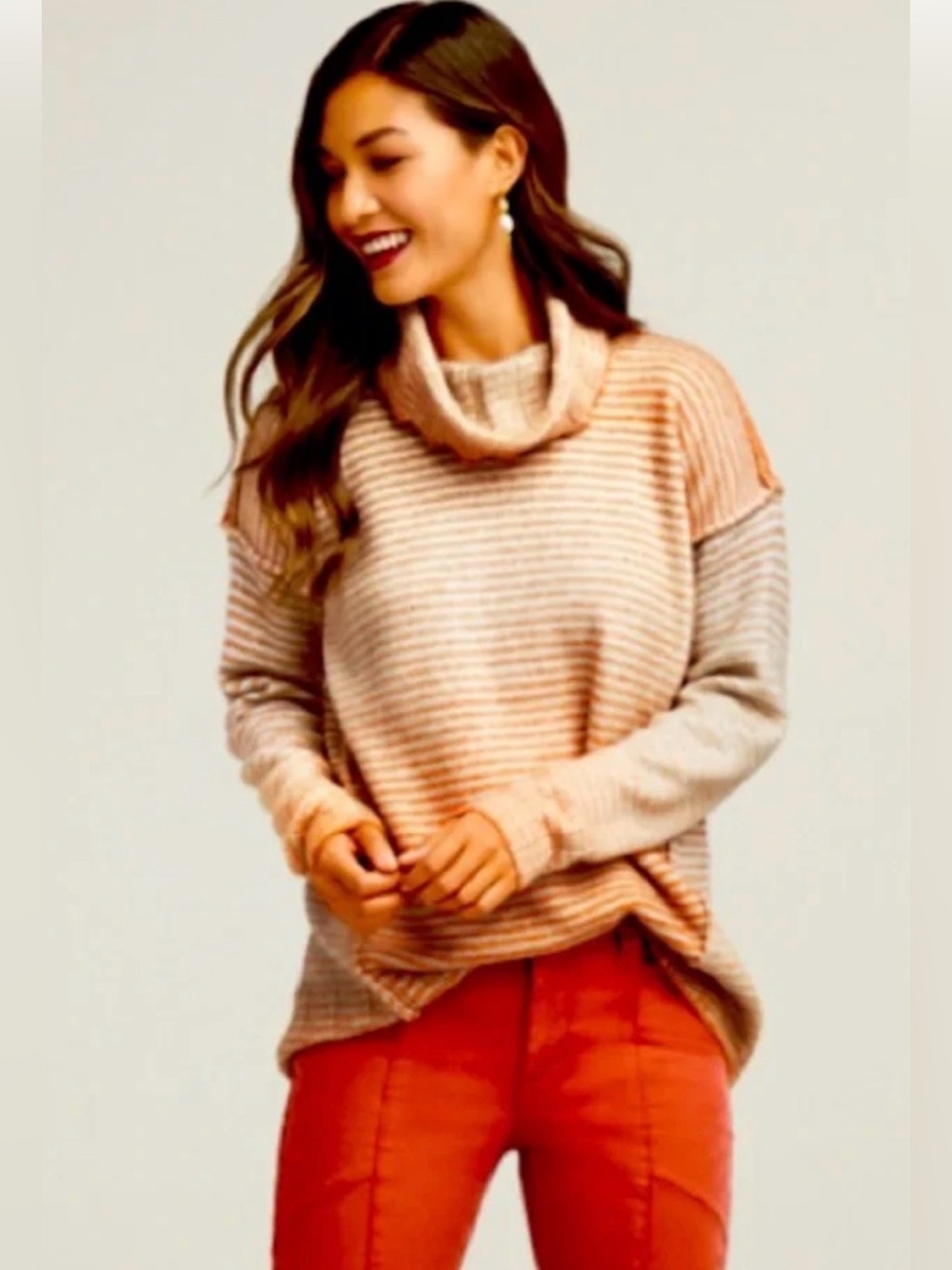 Cabi Ombré Stripped Turtleneck Tunic Cowl Neck Size S